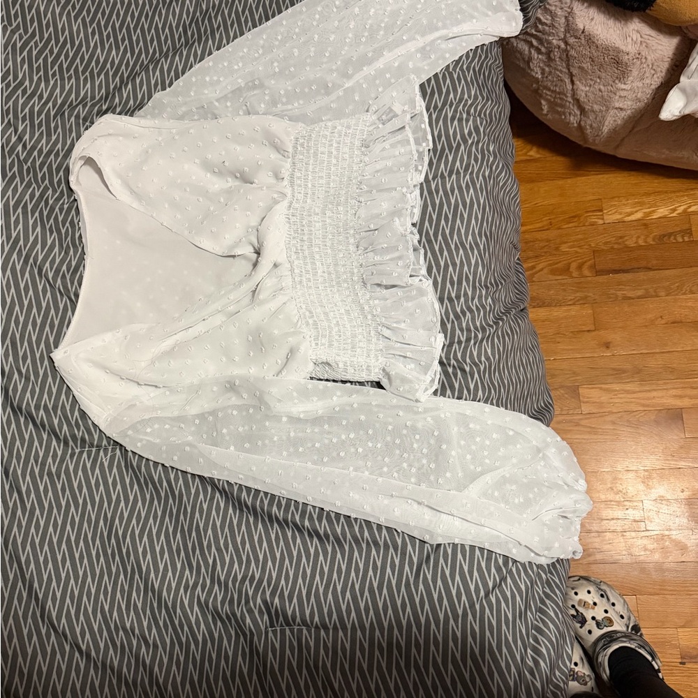SHEIN White Textured Blouse